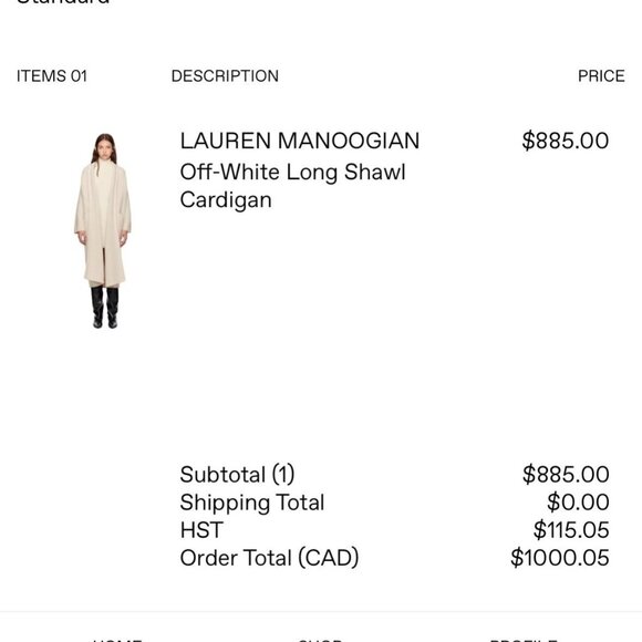LAUREN MANOOGIAN Off-White Long Shawl Cardigan - Picture 4 of 4